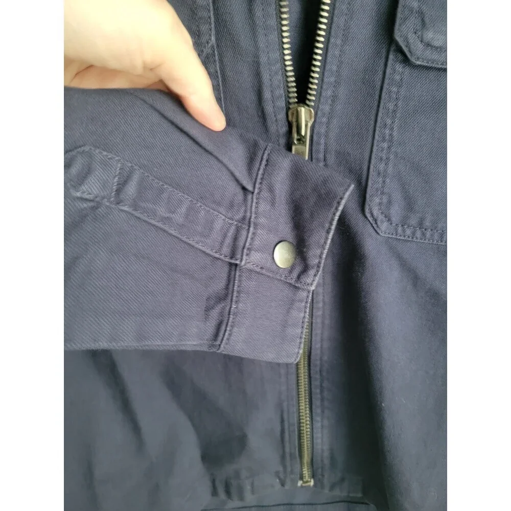 Zara Kids Unisex Blue Twill Hooded Jacket Size 10/12